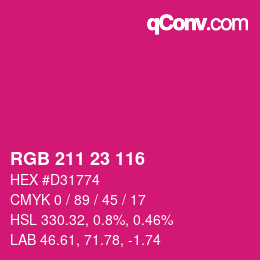 Color code: RGB 211 23 116 | qconv.com