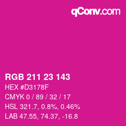 カラーコード: RGB 211 23 143 | qconv.com