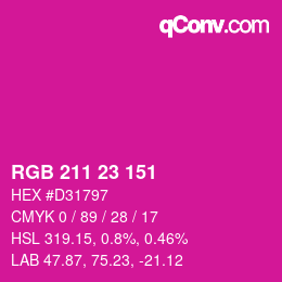 Color code: RGB 211 23 151 | qconv.com