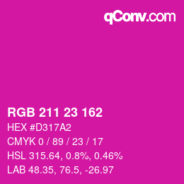 カラーコード: RGB 211 23 162 | qconv.com