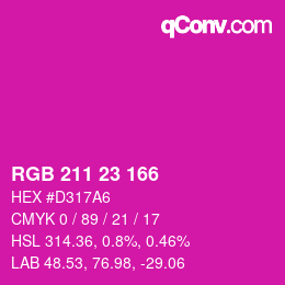 Color code: RGB 211 23 166 | qconv.com