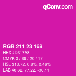 カラーコード: RGB 211 23 168 | qconv.com