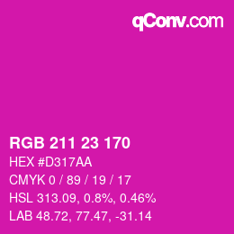 カラーコード: RGB 211 23 170 | qconv.com