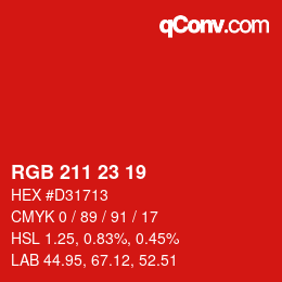 Color code: RGB 211 23 19 | qconv.com
