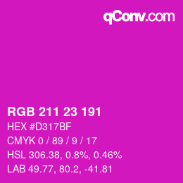 Color code: RGB 211 23 191 | qconv.com