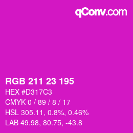 カラーコード: RGB 211 23 195 | qconv.com