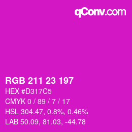 カラーコード: RGB 211 23 197 | qconv.com