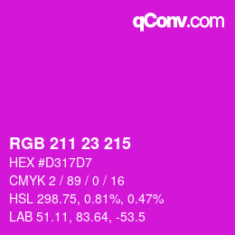 Color code: RGB 211 23 215 | qconv.com