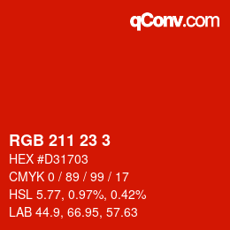 Color code: RGB 211 23 3 | qconv.com