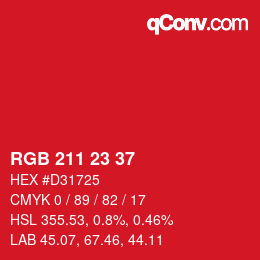 Color code: RGB 211 23 37 | qconv.com