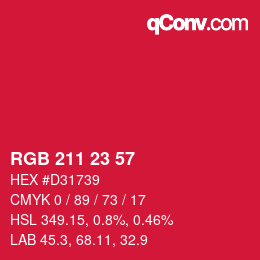 カラーコード: RGB 211 23 57 | qconv.com