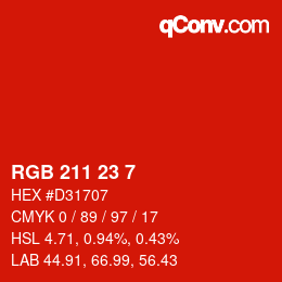 Color code: RGB 211 23 7 | qconv.com