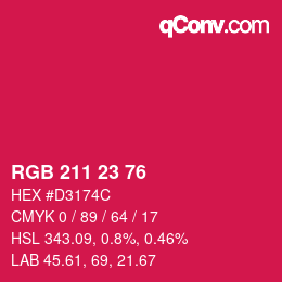 Color code: RGB 211 23 76 | qconv.com