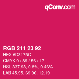 カラーコード: RGB 211 23 92 | qconv.com