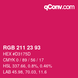 カラーコード: RGB 211 23 93 | qconv.com