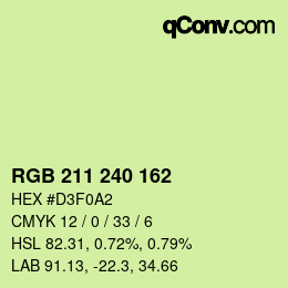 カラーコード: RGB 211 240 162 | qconv.com