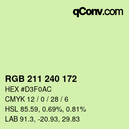 カラーコード: RGB 211 240 172 | qconv.com