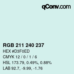 Color code: RGB 211 240 237 | qconv.com