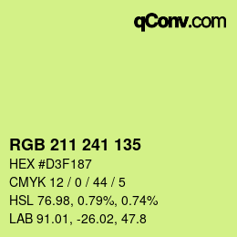 カラーコード: RGB 211 241 135 | qconv.com