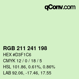 Color code: RGB 211 241 198 | qconv.com