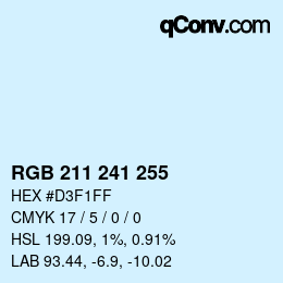 Color code: RGB 211 241 255 | qconv.com