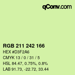 カラーコード: RGB 211 242 166 | qconv.com