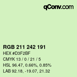 Color code: RGB 211 242 191 | qconv.com