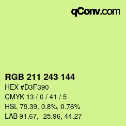 Color code: RGB 211 243 144 | qconv.com