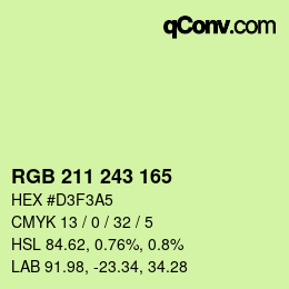 カラーコード: RGB 211 243 165 | qconv.com