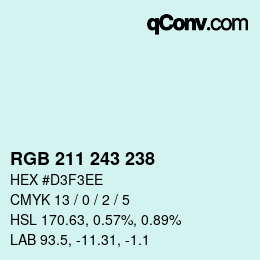 Color code: RGB 211 243 238 | qconv.com