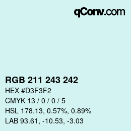 Color code: RGB 211 243 242 | qconv.com