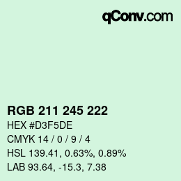 Color code: RGB 211 245 222 | qconv.com