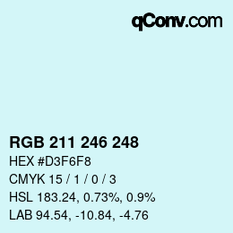 Color code: RGB 211 246 248 | qconv.com