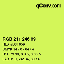 カラーコード: RGB 211 246 89 | qconv.com
