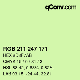 カラーコード: RGB 211 247 171 | qconv.com
