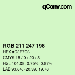Color code: RGB 211 247 198 | qconv.com