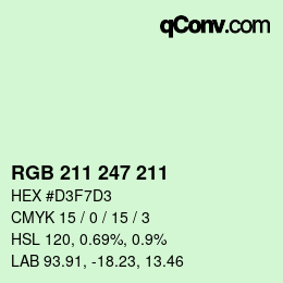 カラーコード: RGB 211 247 211 | qconv.com