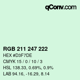 Color code: RGB 211 247 222 | qconv.com