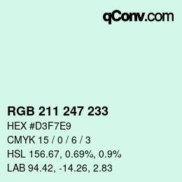 Color code: RGB 211 247 233 | qconv.com