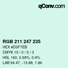 Color code: RGB 211 247 235 | qconv.com