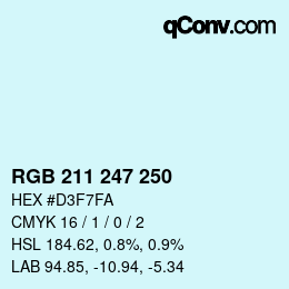 カラーコード: RGB 211 247 250 | qconv.com