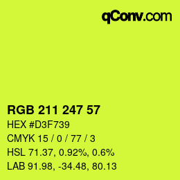 カラーコード: RGB 211 247 57 | qconv.com