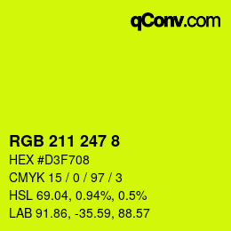 颜色代码: RGB 211 247 8 | qconv.com