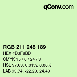 カラーコード: RGB 211 248 189 | qconv.com