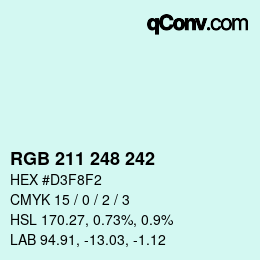 カラーコード: RGB 211 248 242 | qconv.com