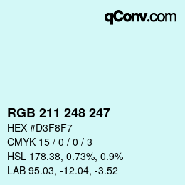 Color code: RGB 211 248 247 | qconv.com