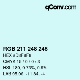 Color code: RGB 211 248 248 | qconv.com