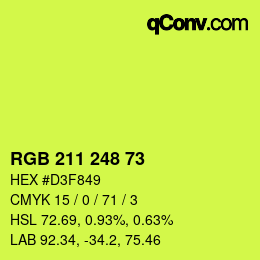 カラーコード: RGB 211 248 73 | qconv.com