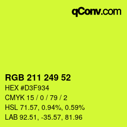 颜色代码: RGB 211 249 52 | qconv.com
