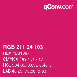 カラーコード: RGB 211 24 103 | qconv.com